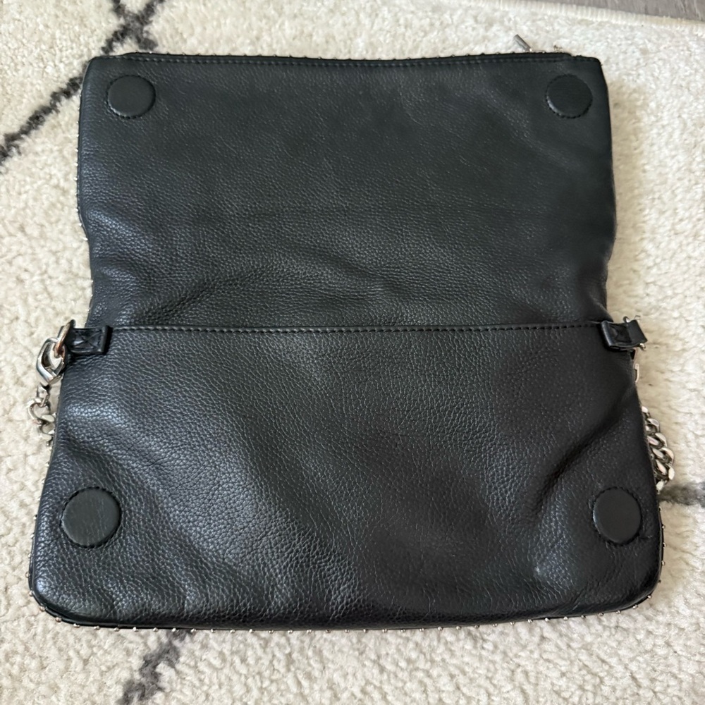 Zadig & Voltaire Bag Rocky Foldover Clutch Crossbody in Pebbled Leather Black - Picture 8 of 11